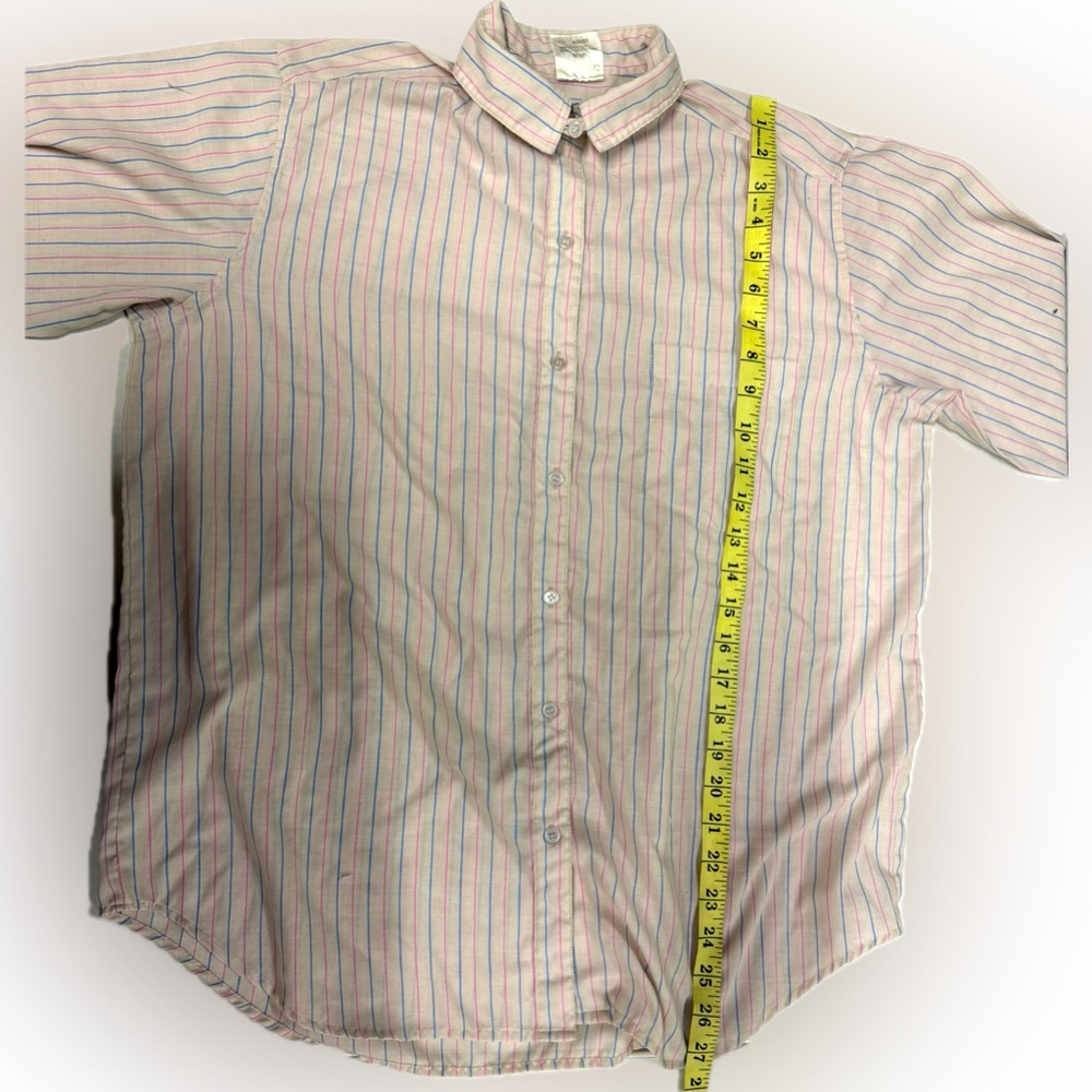 Sweet Baby Jane pink and blue pinstripe retro vintage button up blouse